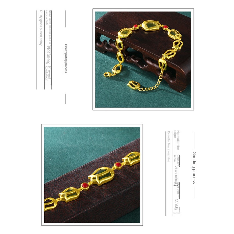 Gelang Ruby Lapis Emas Emas Asli Kadar 375Gaya Vintage Korea Untuk Wanita