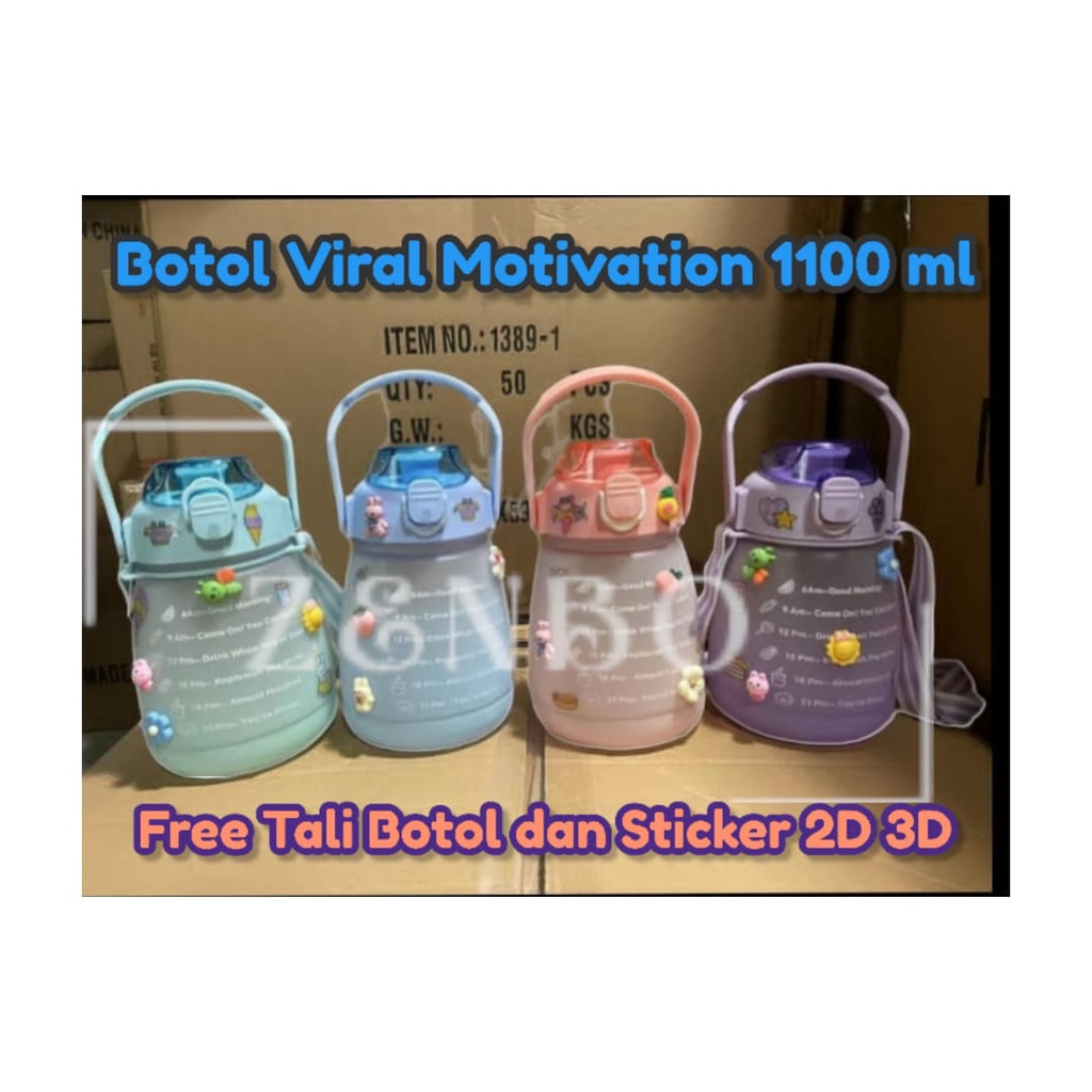 Botol Minum Viral Motivasi 2Liter Penanda Waktu / Botol Minum 2 Liter