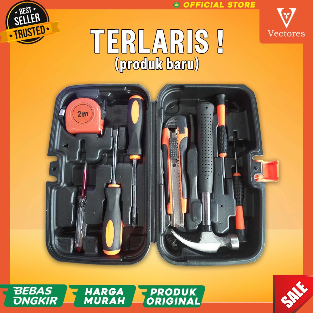 Alat Set Kit Tool Perkakas Lengkap Palu Obeng Meteran Original Murah
