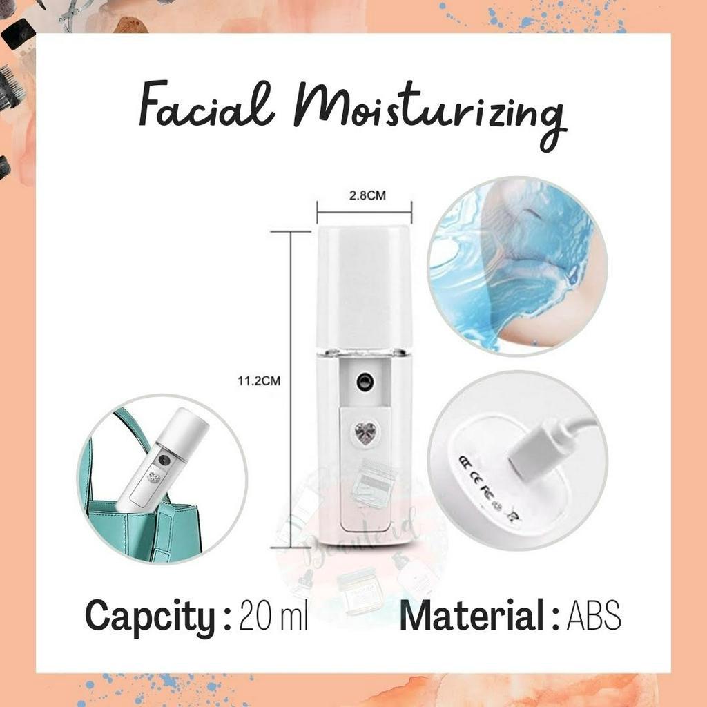 Facial Moisturizing Steamer Muka Alat Pelembab Wajah Nano Spray Humidifier Mist Atomization Mini Travel Size Portable USB Rechargeable Cool Moisture Handy Spray