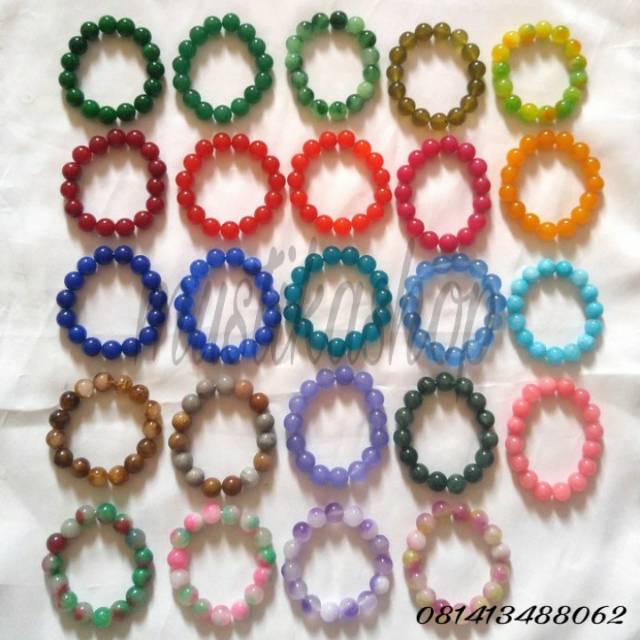 Gelang Giok Pancawarna 12mm import Asli Batu