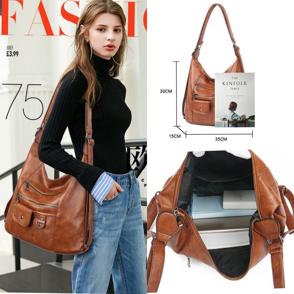 TAS SELEMPANG WANITA BISA RANSEL PREMIUM KULIT COKLAT CAVATA TA467B7 SHOULDER BAG BAHU SLING KOREA BESAR IMPORT BRANDED BATAM MURAH ORI FASHION CEWEK KEKINIAN REMAJA