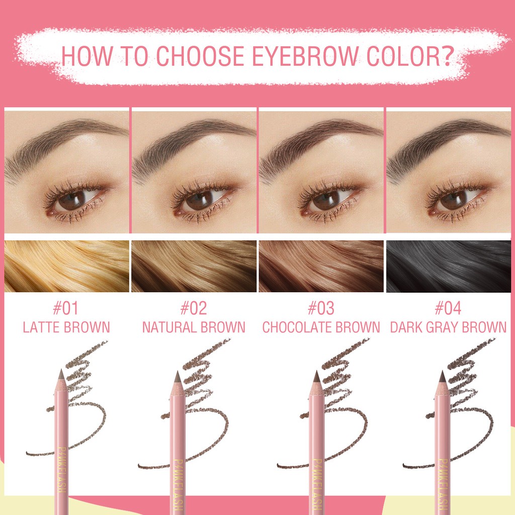 PINKFLASH EASY WATERPROOF EYEBROW PENCIL / PENSIL ALIS TAHAN AIR - BPOM