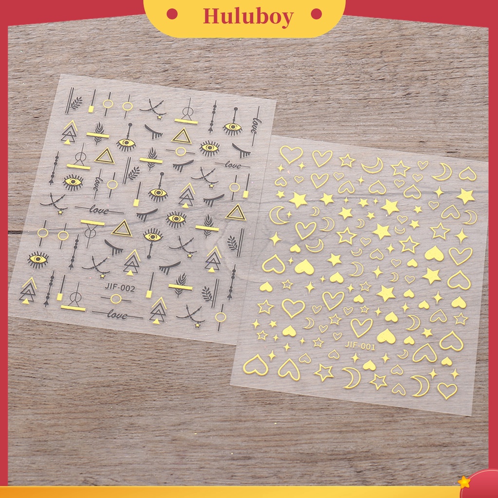 Huluboy Huluboy♡ Stiker Kuku Motif Hati / Bintang / Bulan Untuk Dekorasi Nail Art / Manicure