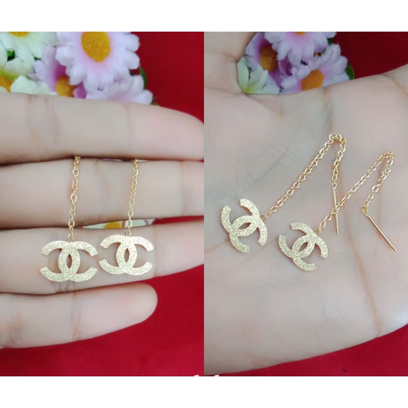 ANTING JARUM TITANIUM/ANTING PANJANG TITANIUM/ANTING TITANIUM IMPORT/ANTING TITANIUM LAPIS EMAS GOLD