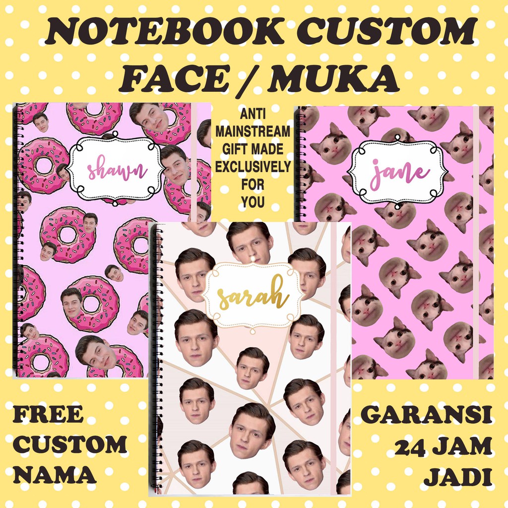 

[CUSTOM] FACE PATTERN / POLA WAJAH Notebook A4 & A5 Hadiah Ulang Tahun Wisuda Buku Tulis Catatan