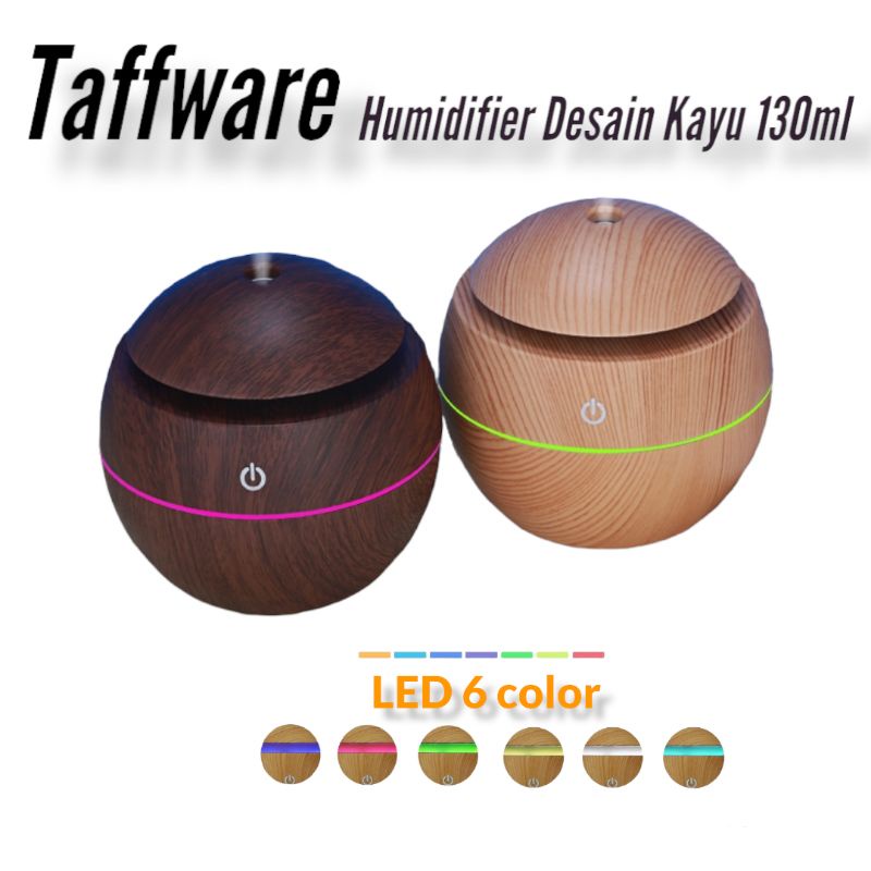 Taffware Air Humidifier Aromaterapi Minyak Diffuser 130ml Desain Kayu - HUMI ​​H41