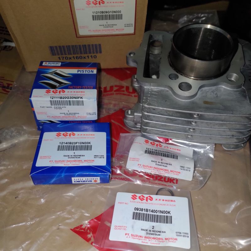 Paket Blok Seher + Piston Ring Set Suzuki Smash 110 Original SGP 11210B09G10N000