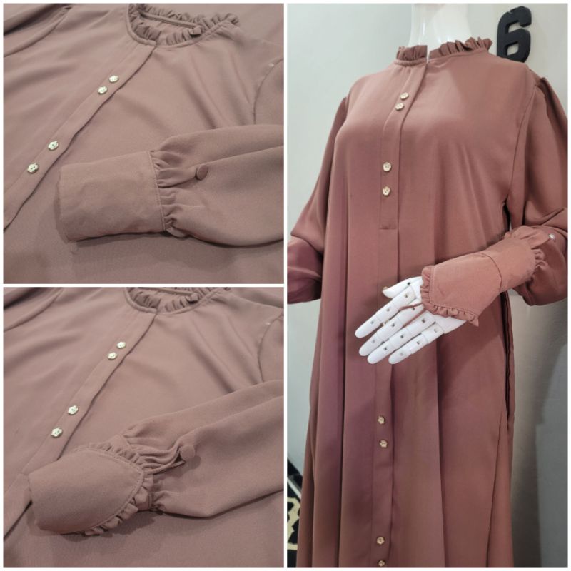 Nuha GAMIS syari bahan jetblack dan Yoris manset lengan 3 in 1 premium termurah REALPICT