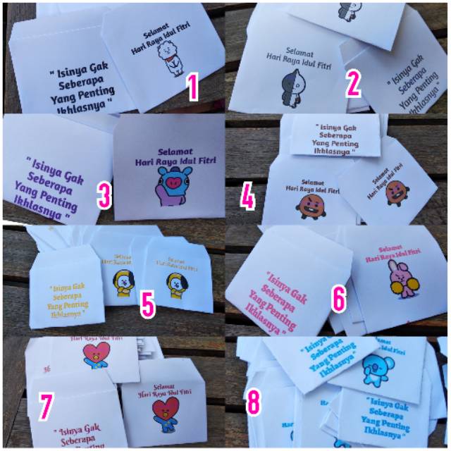 

Amplop lebaran BT21 komplit