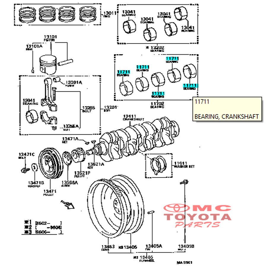 Metal Duduk Bearing Crankshaft Standar Celica Corona 11701-63021-03