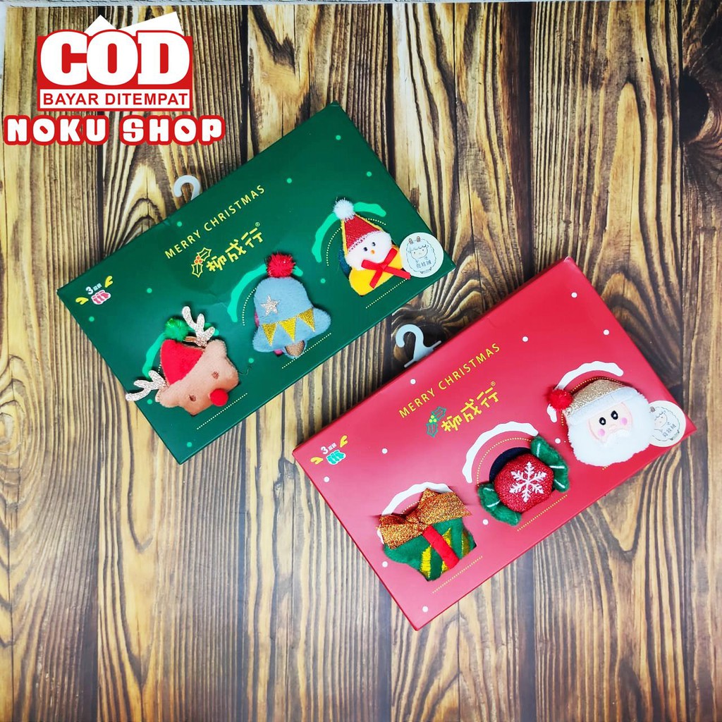 Kaos Kaki Bayi Natal isi 3 Pasang Anti Selip