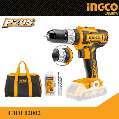 BOR BATERAI IMPACT DRILL 20V UNIT ONLY MESIN BOR CORDLESS INGCO CIDLI2002 BOR TANGAN BOR TEMBOK BOR BETON