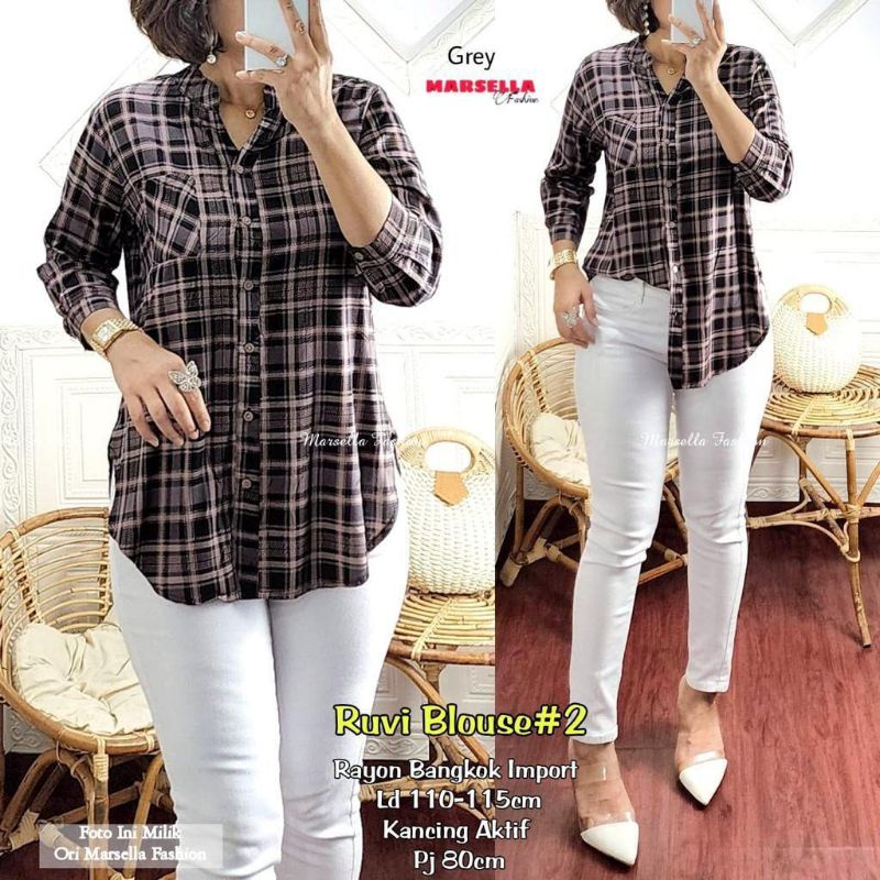 BAJU ATASAN WANITA JUMBO BIGSIZE OVERSIZE LD 110 115 XXL TERMURAH/KEMEJA FORMAL KERJA KANTOR LENGAN 