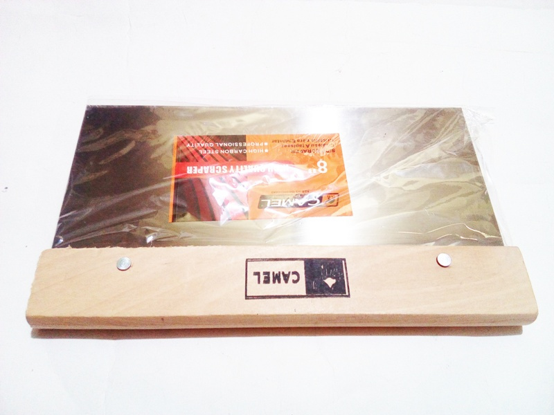 Kape Gypsum Camel 8 inch Sekrap Skrap Stainless Gagang Kayu Gipsum Plafon Tembok Plamir Kompon