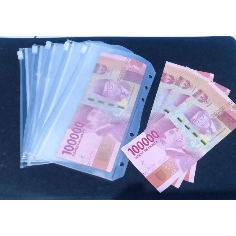 

zipper pocket binder 5pcs ukuran A6 lubang 6