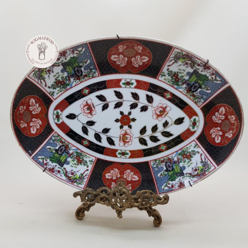 Oval plate imaru/lodor motif imari/piring saji keramik/piring saji oval