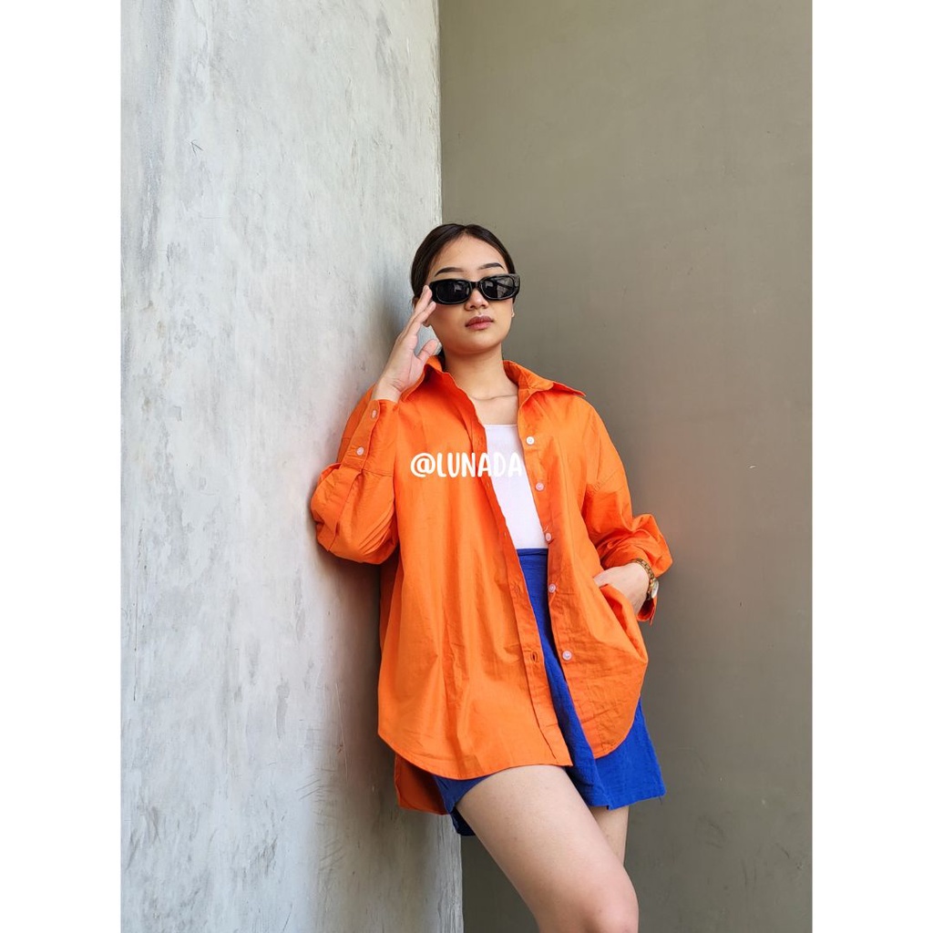 KEMEJA WANITA TANGAN PANJANG KOREAN OVERSIZED STYLE - KEMEJA BASIC COLORFULL - LYLA SHIRT