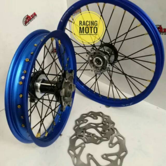 PAKET VELG MOTOR HONDA CRF 150 VELG RING16 SAMA RING19 +CAKRAM DEPAN BELAKANG TERUS UDAH STEL VELG