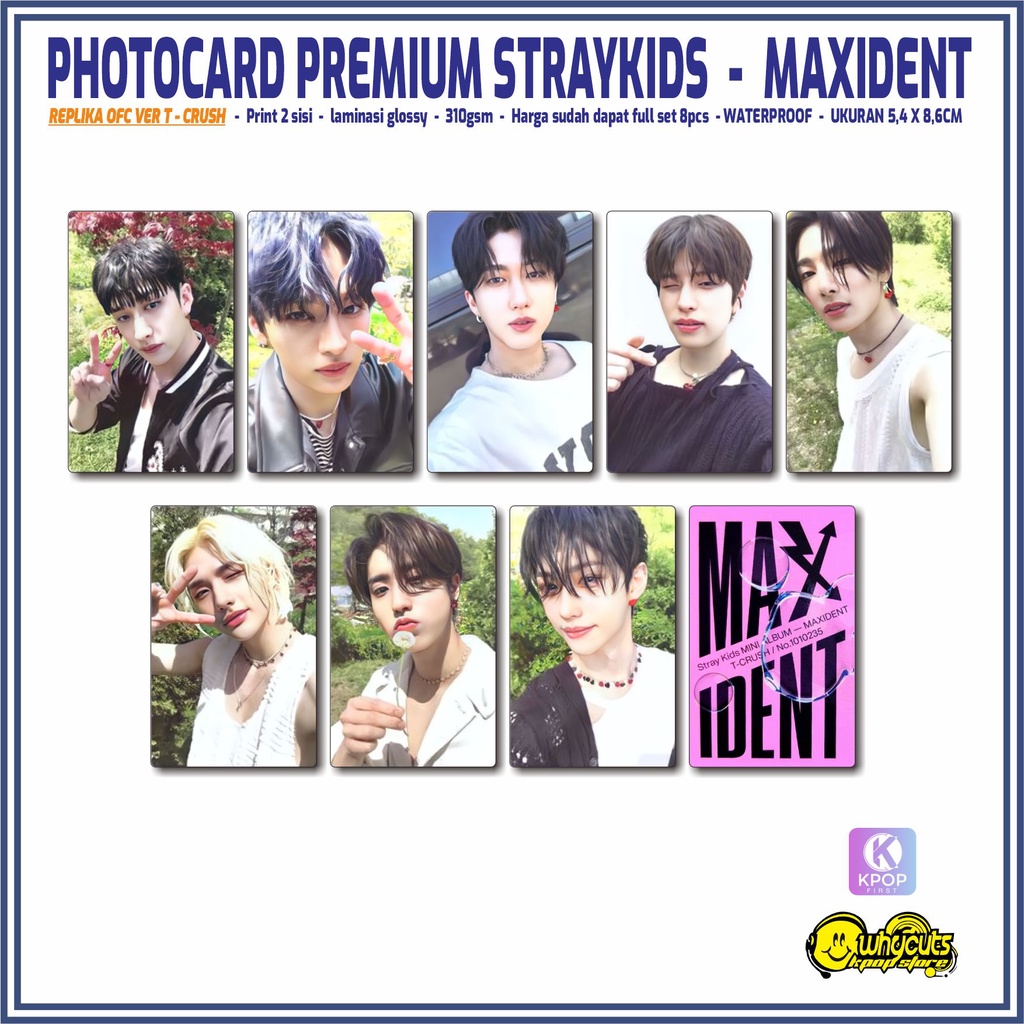 Photocard Set Premium Replika Ofc Straykids Maxident / print 2 sisi glossy / anti air