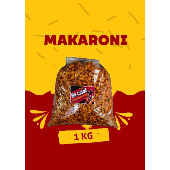 

Makaroni Bantat Mrcabe extra pedas (daun jeruk) 1kg cemilan pedas gurih mrcabe