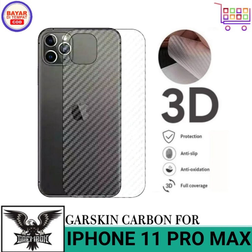 Promo Garskin Carbon Iphone 11 Pro Max Premium Anti Gores Belakang Anti Lengket Bekas Lem