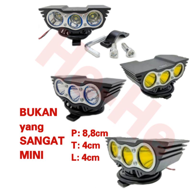LED OWL 3 MATA DAN 2 MATA PUTIH KUNING LAMPU SOROT OWL UNIVESAL UNTUK SEMUA MOTOR GROSIR LED