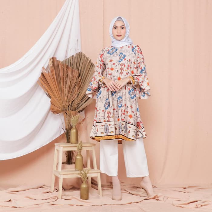 Denosa Tunik Motif Sumba terbaru 2020 - Kuning Diskon