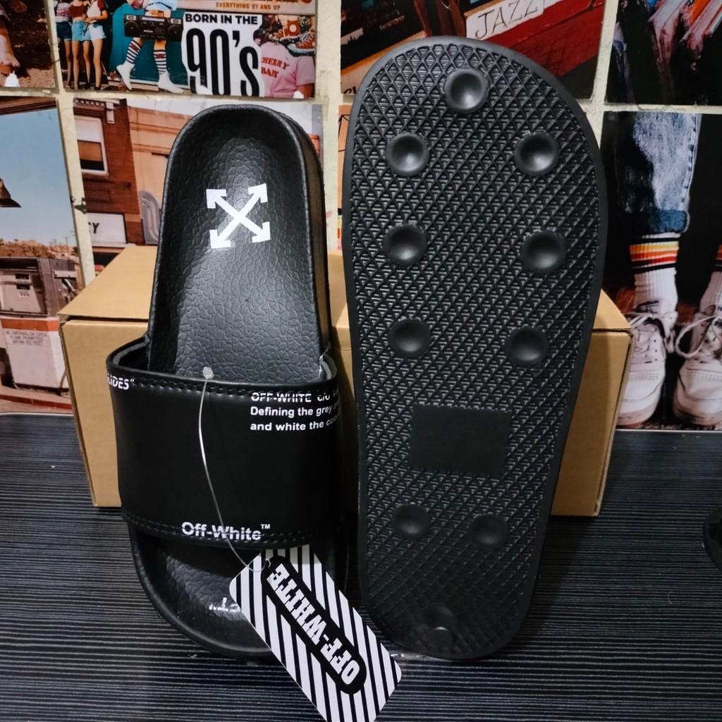 SANDAL OFF WHITE SLIDE TERMURAH SENDAL SLOP SANDAL SELOP PRIA WANITA MURAH SELOP ORIGINAL BLACK SANDAL OOTD COD BEST SELLER