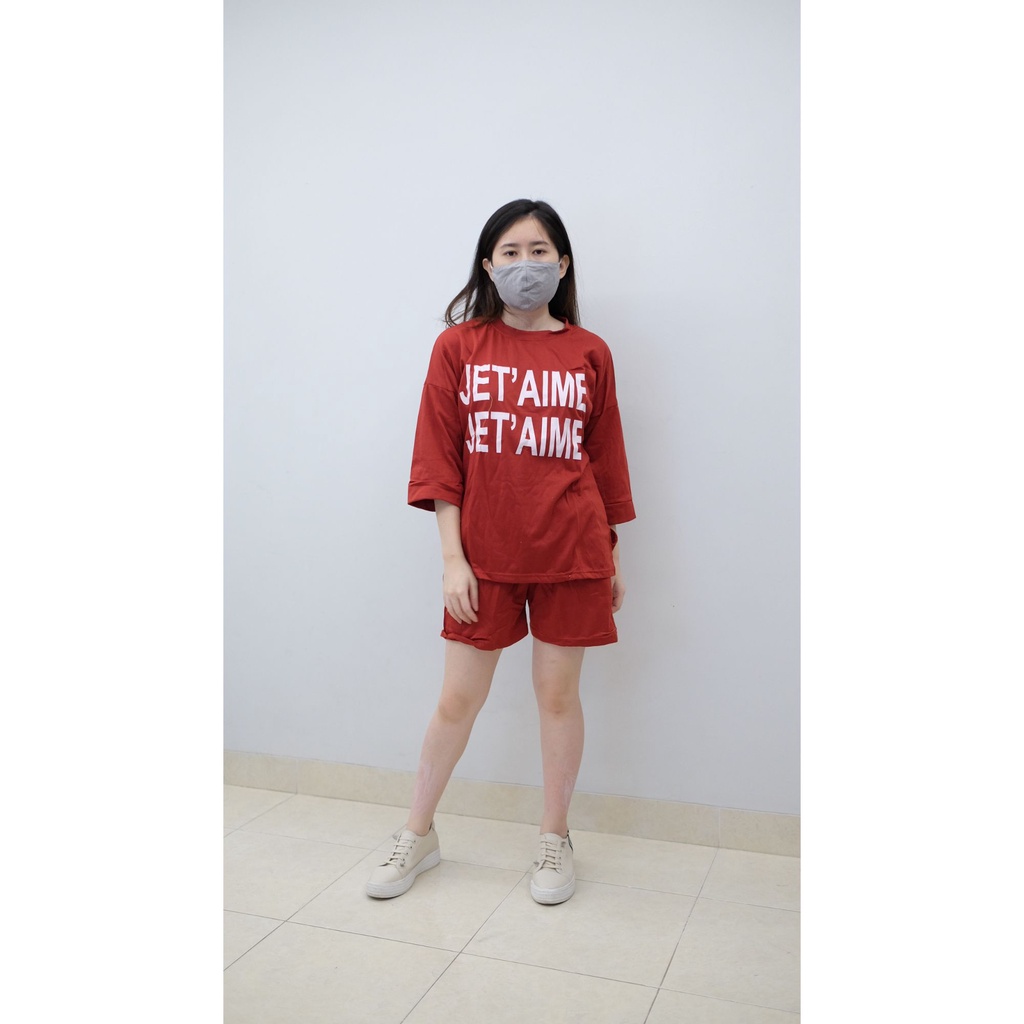 Jet Maroon Setelan Celana Wanita