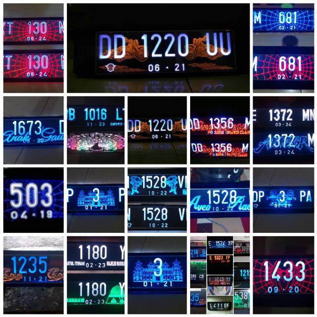 Plat nomor mobil, plat nomor akrilik, plat nomor LED plat nomor lampu  plat nyala single background