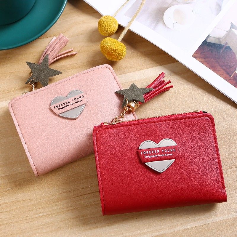 Medan Termurah kd62 Korean style Dompet love timbul lipat import dompet Trendy