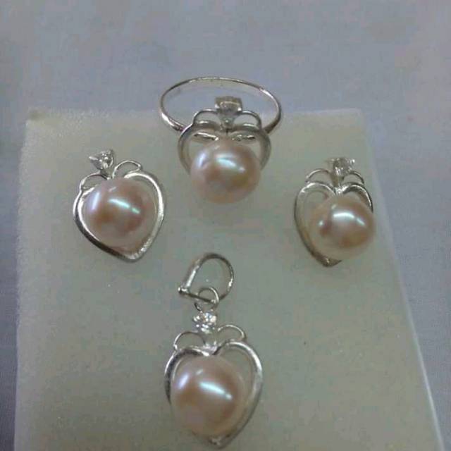 Set perak mutiara asli Lombok [ mutiara tawar ]
