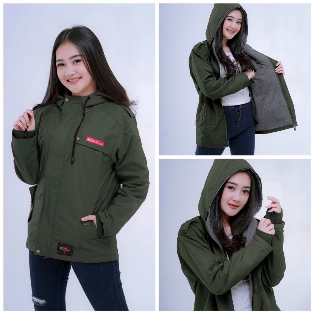 JAKET PARASUT WANITA OUTDOOR WATERPROOF HOODIE CEWE ANTI AIR KREATOR APPAREL