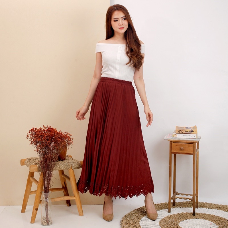 ROK LASER - PLISKET MAYUNG HYGET PON ZIGZAG POLOS MURAH GROSIR SUPPLIER ABG KARET MELAR REMPEL-MAROON
