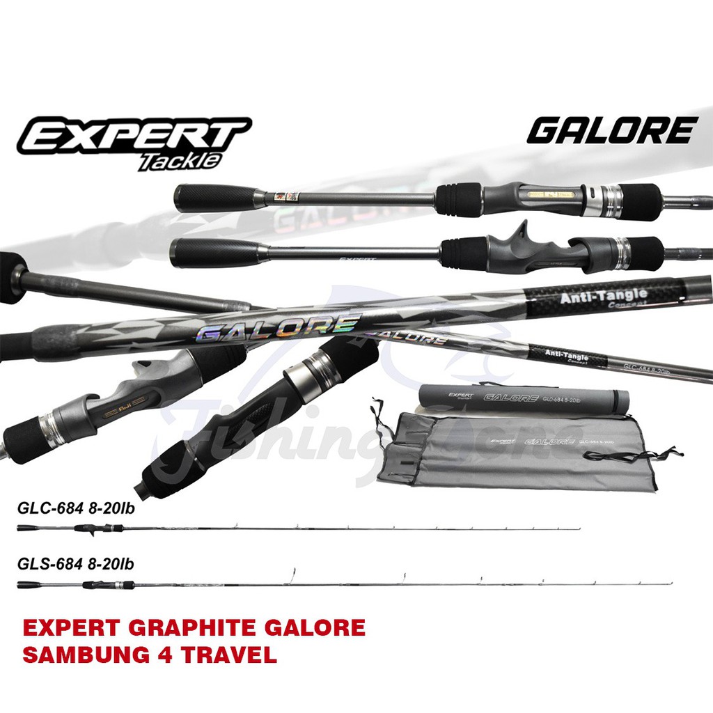 Expert GALORE Travel 4 Section Rod 684 Panjang 205cm Line 8-20LB Joran Spinning & Baitcasting