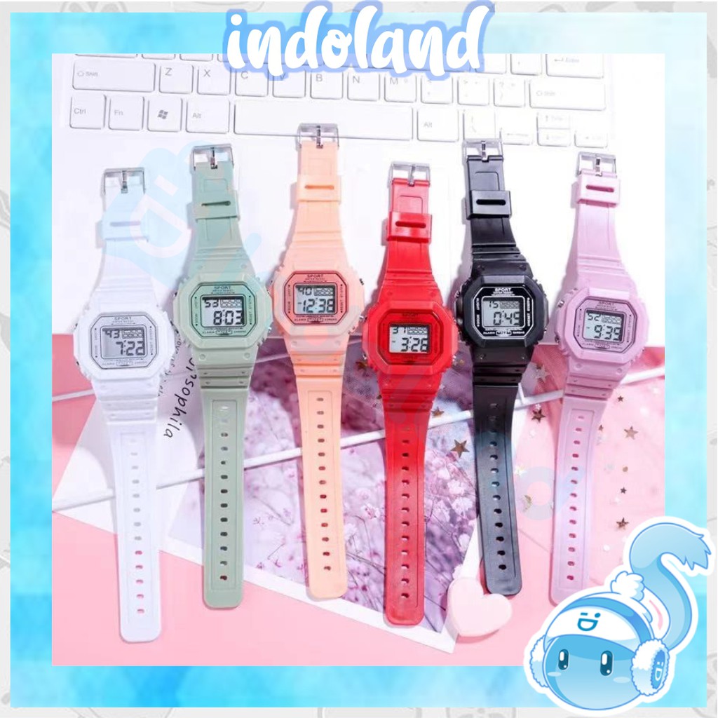 ☀ INDOLAND ☀ JT031 Jam Tangan Wanita Fashion Korea Style Digital Sport Student Digital Watch