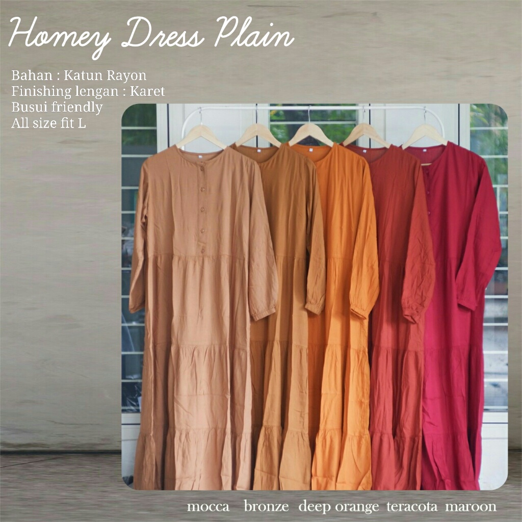 TERLARISS!!!! HOMEY DRESS WANITA POLOS / DRESS WANITA PREMIUM - BAHAN KATUN RAYON BEST SELLER