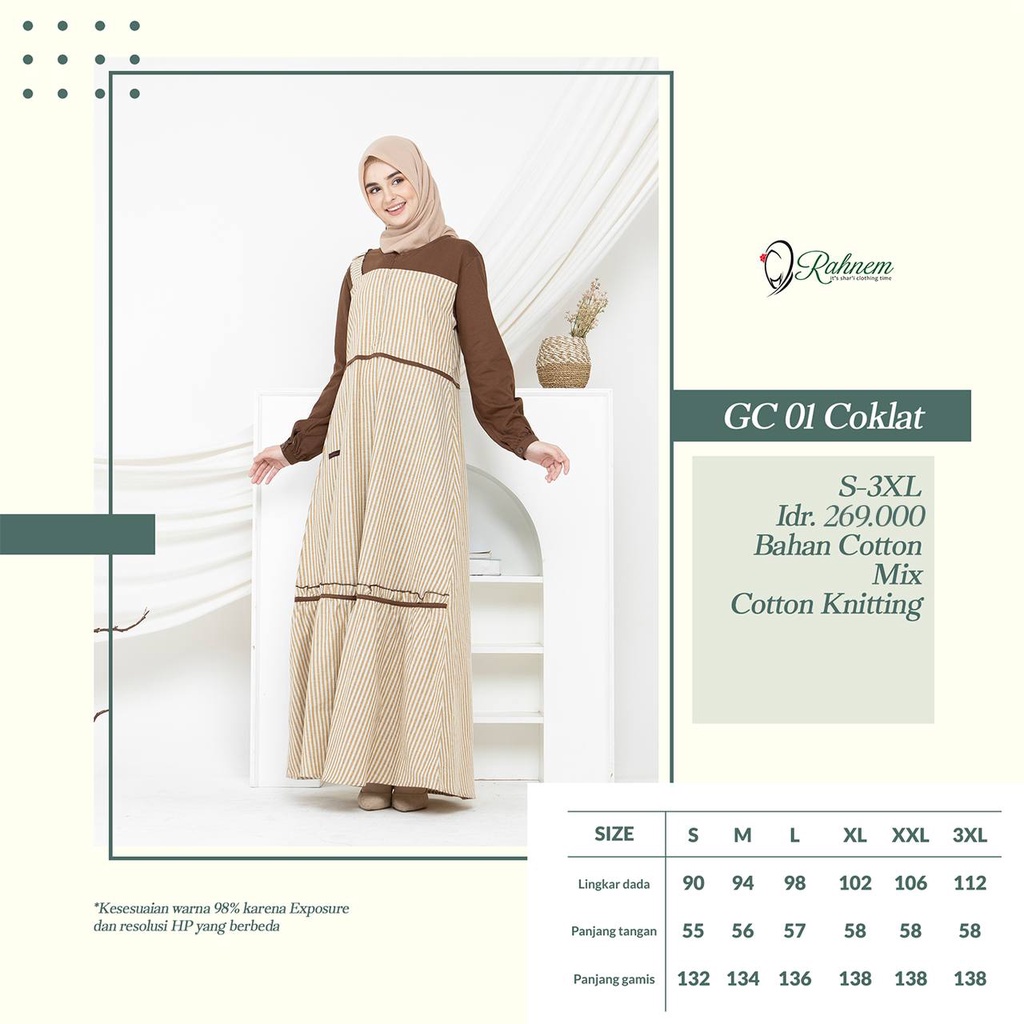 Couple Gamis Koko Rahnem Terbaru KC 01 GC 01 Coklat / Fashion Muslim Couple Terbaru Rauna