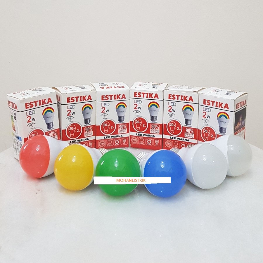 LAMPU ESTIKA LED HIAS CAFE BOHLAM LAMPU TIDUR WARNA WARNI BIRU MERAH KUNING PUTIH WARMWHITE HIJAU SUPER TERANG