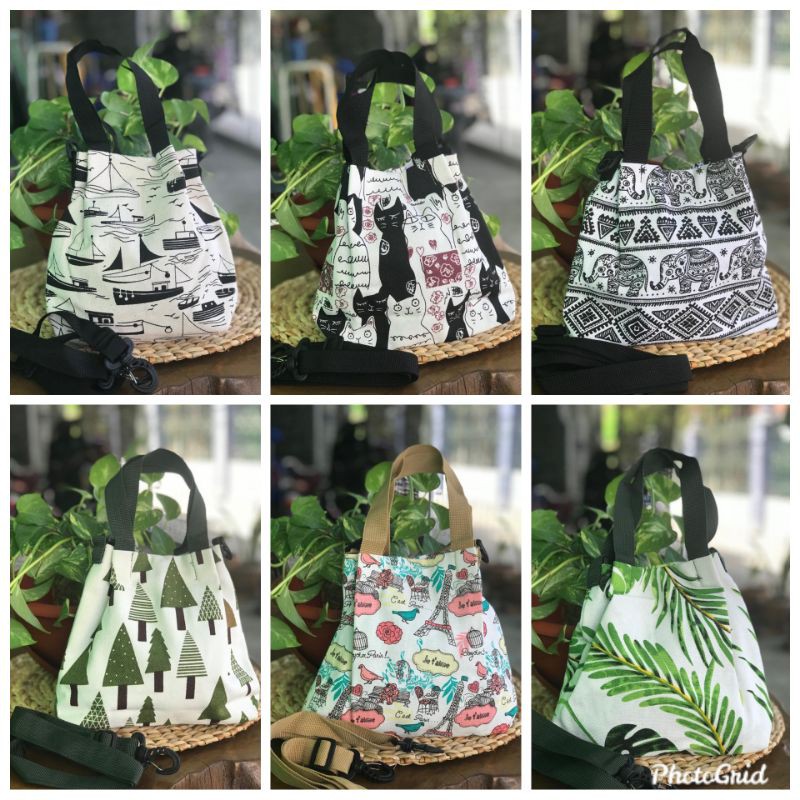 

tas kanvas motif cantik ukuran 25 x 20 x 5 warna/motif random
