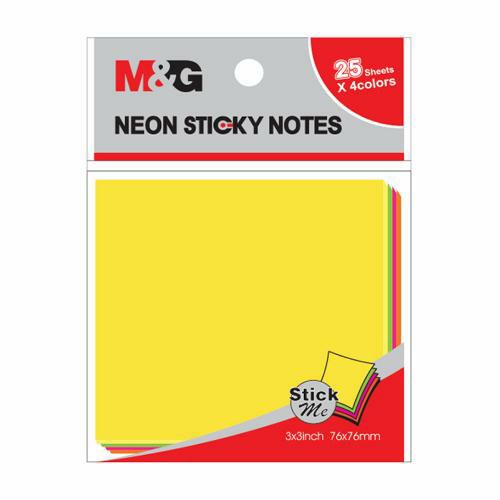 

M&G Sticky Notes Memo Sticker Tempel Neon 100 Sheets 4 Color 76x76mm
