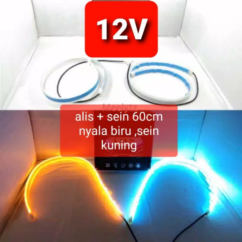 Lampu Led DRL Alis motor mobil 60cm welcome 12v alis remot RGB bisa di potong