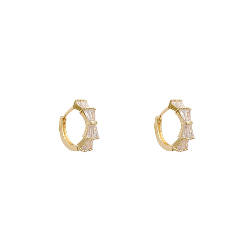 Anting Tusuk Sterling silver 925 Desain Geometri Hias Zircon Tipe C Untuk Wanita