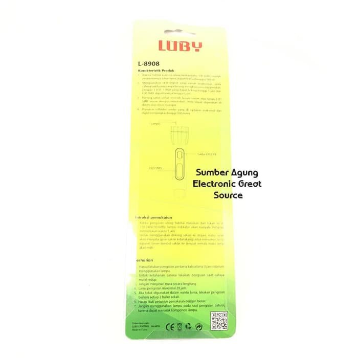 Senter Luby L8908 8908 Senter Cas Emergency 1Watt Awet Berkualitas Bis