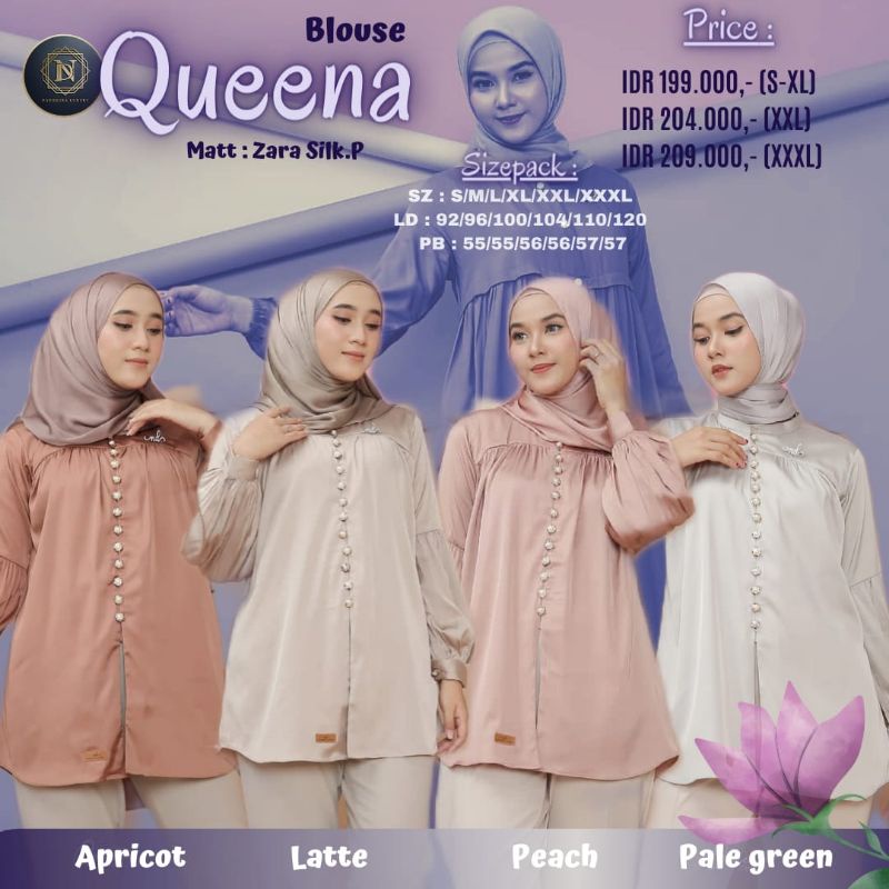 QUEENA BLOUSE SIZE S-XXXL ✔️ COD ✔️ BLOUSE SUPER MEWAH BY NADHEERA LUXURY