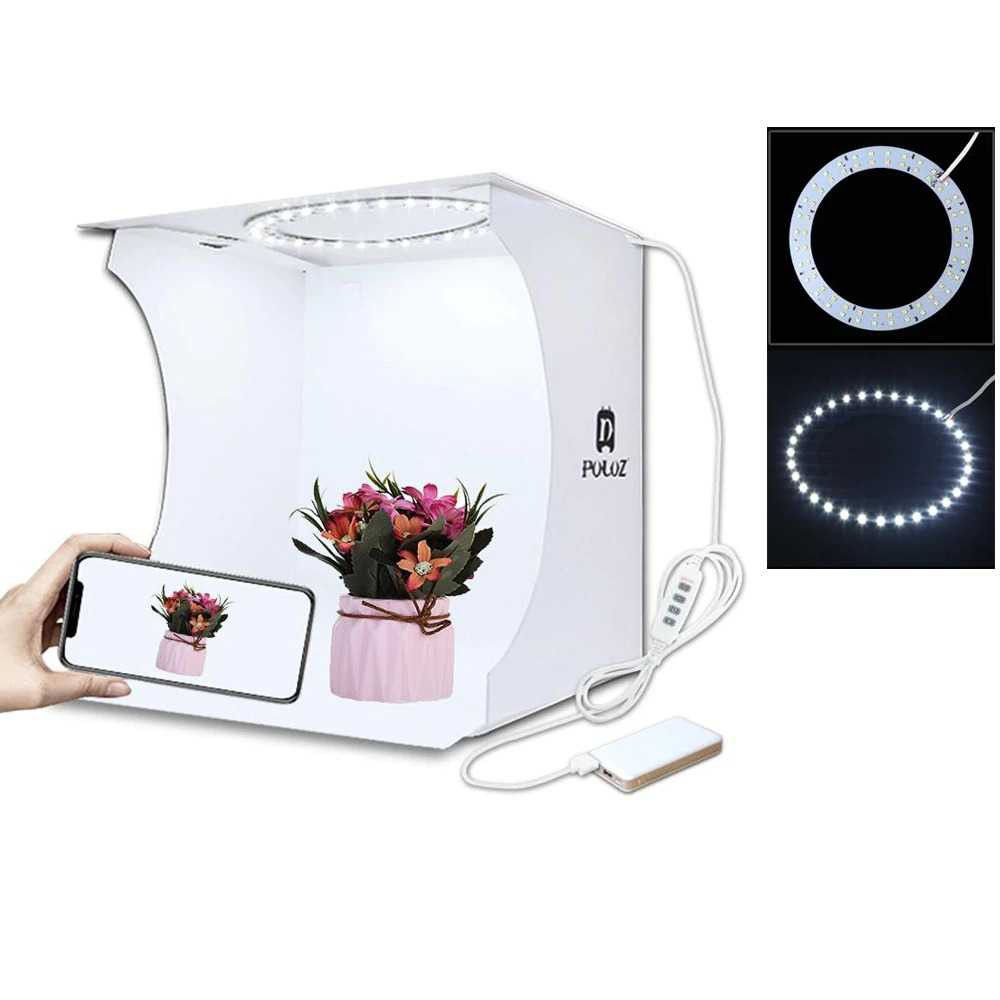 Photo Studio Mini Soft Box Ring Light with 6 Backdrop Perlengkapan Fotografi Lightbox Desain Simple Portable Berkualitas