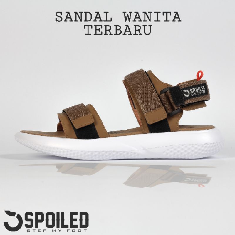 Spoiled - Fuji Yama 02 Black White Sandal Cewek Wanita Perempuan Murah Sendal Tali Karet Sepatu Gunung Traveling Korea Casual Kekinian Tali Strap KZG Import Lokal Bandung Original Ori Cewe Kekinian Kasual Hak Tinggi Fashion-Mocca - KZG 02