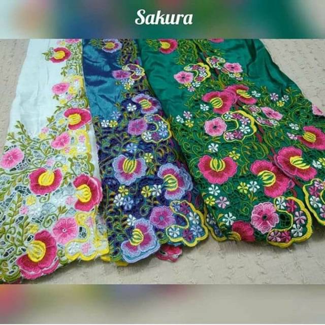 Kebaya Bali | Kebaya Semi Bordir Sakura bahan Katun Swiss