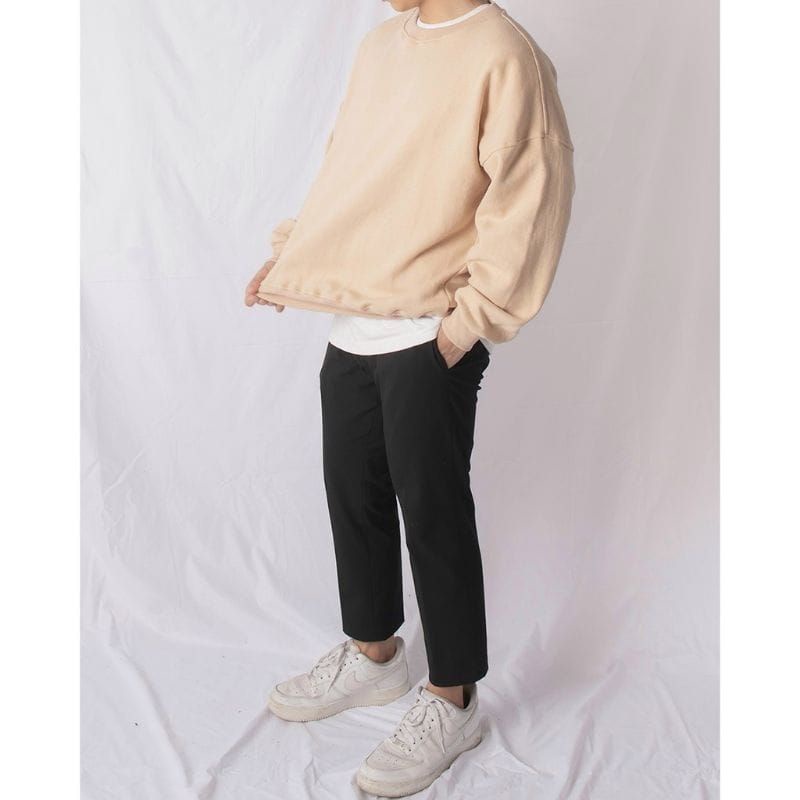 SWEATER POLOS PRIA OVERSIZE L-XXL | CREWNECK SWEATER BASIC PRIA WANITA